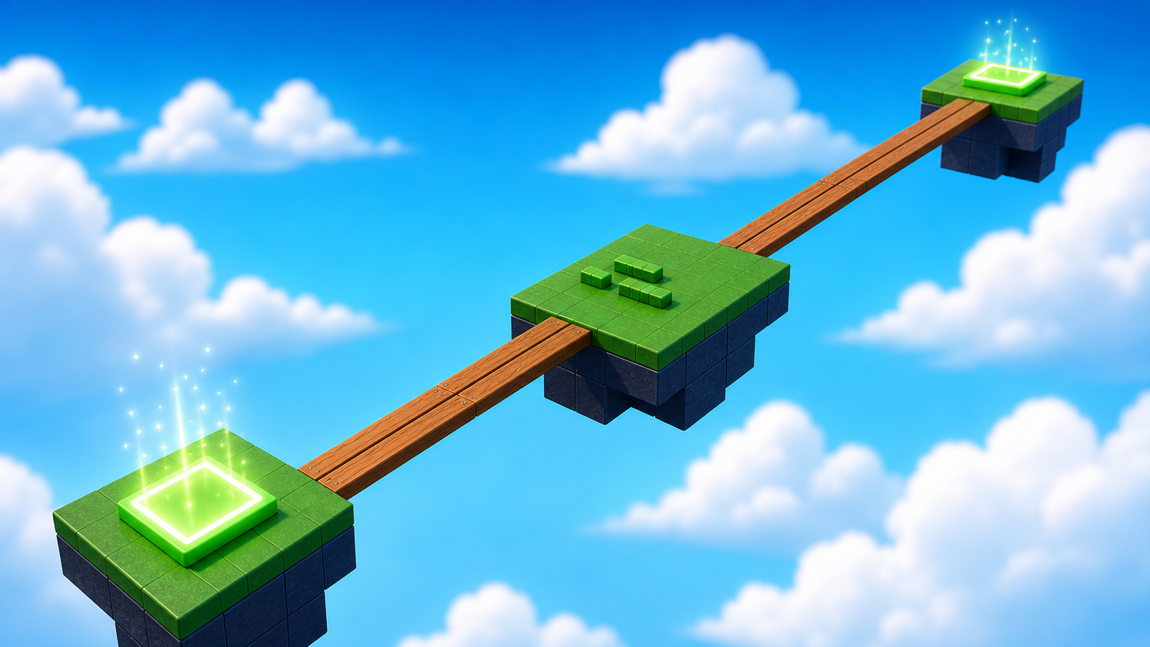 A plank walkway with a rest stop