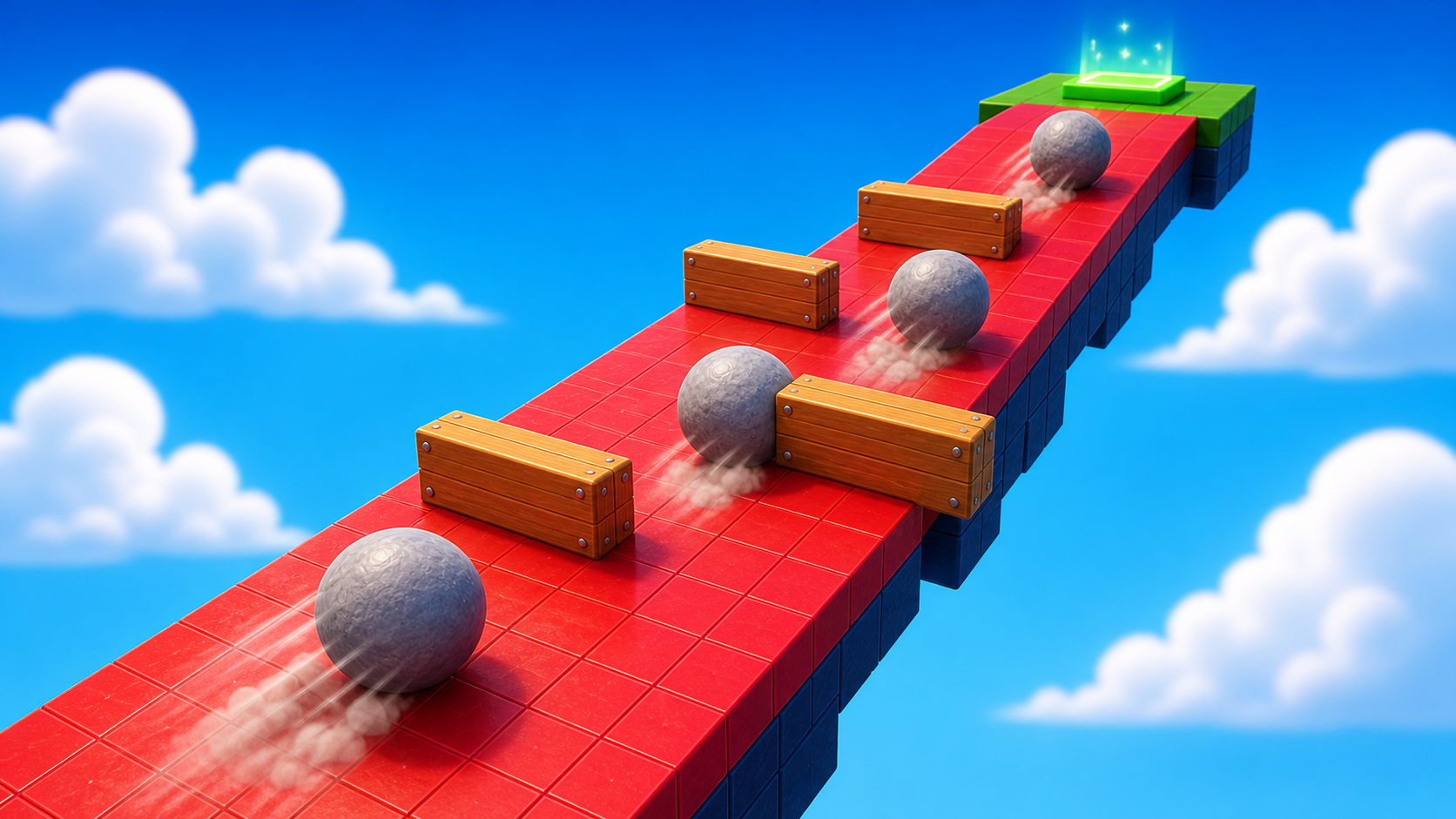 A ramp with cover and rolling rocks