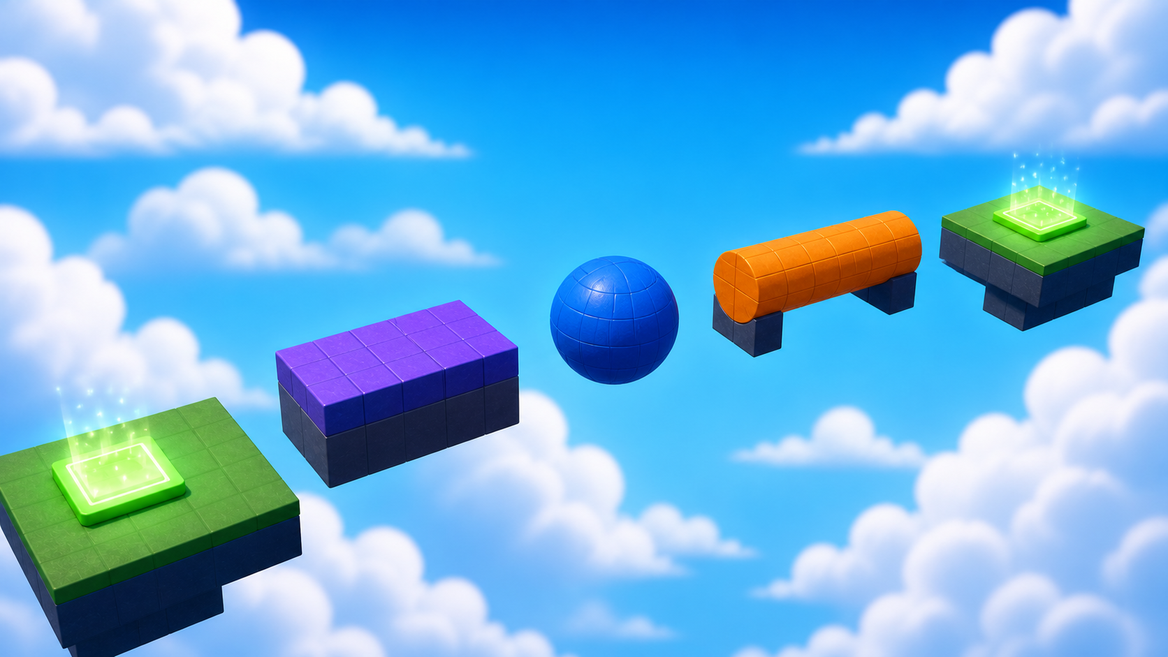 A Roblox obby with varied platform shapes and carefully spaced jumps